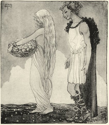 Loki und Iduna, Darstellung von John Bauer.