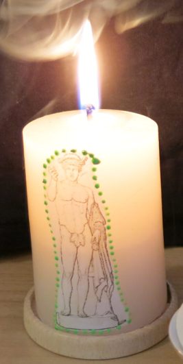'Danke schön' Kerze an Merkur für Hilfe in einer für mich schwierigen Situation.